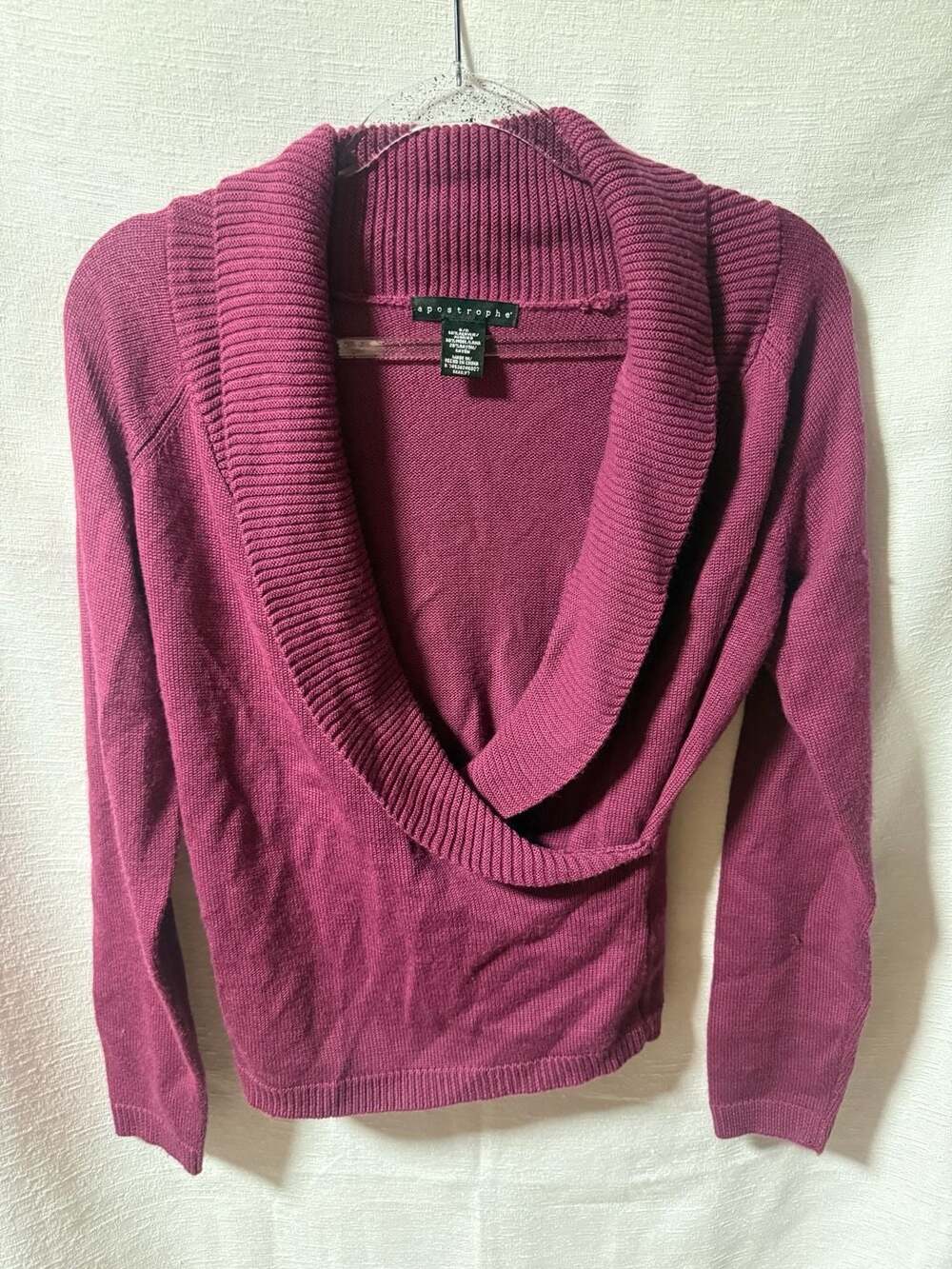 Apostrophe Women's Raspberry Pink Cowl Neck Long Sleeve Sweater